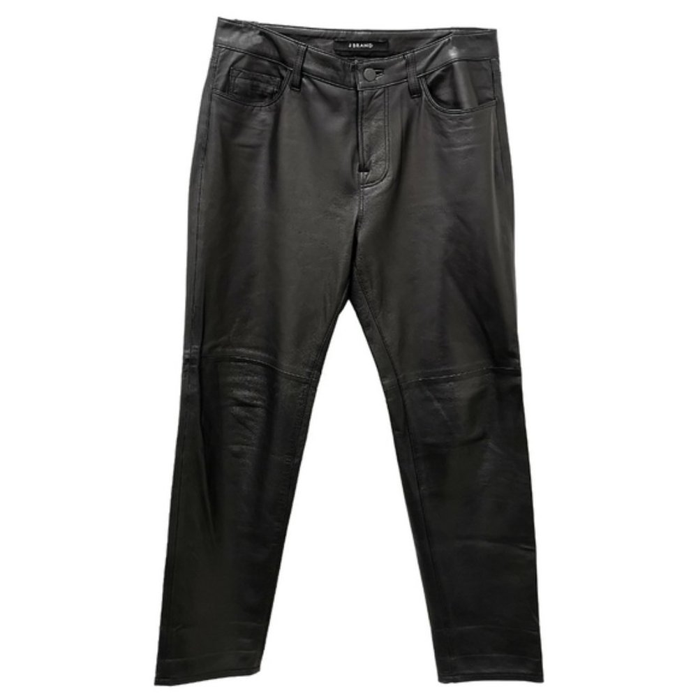 J BRAND ALANA HIGH RISE CROP LEATHER SKINNY PANTS